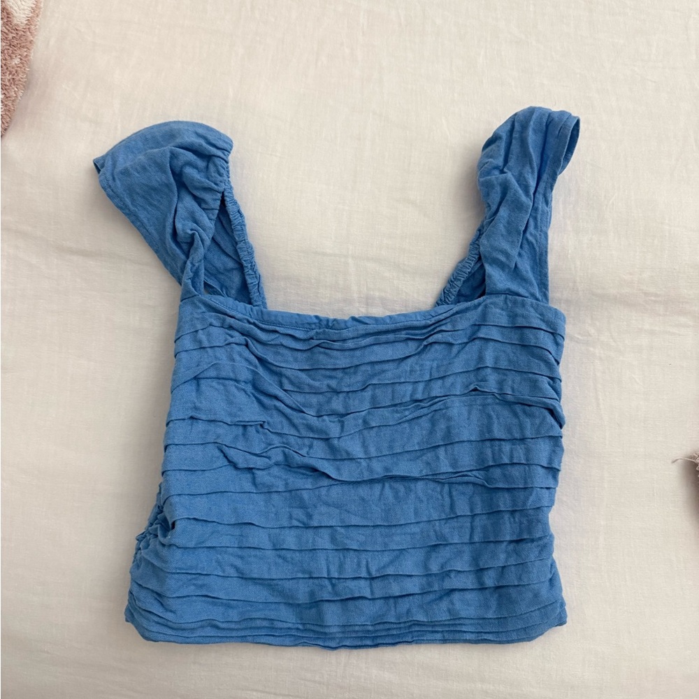 Abercrombie & Fitch Ruched Blue Tank Top